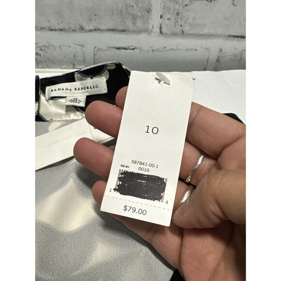 NWT Banana Republic Silk A Line Skirt Black White Size 10 MSRP $79.00 *See Desc* - Picture 3 of 12